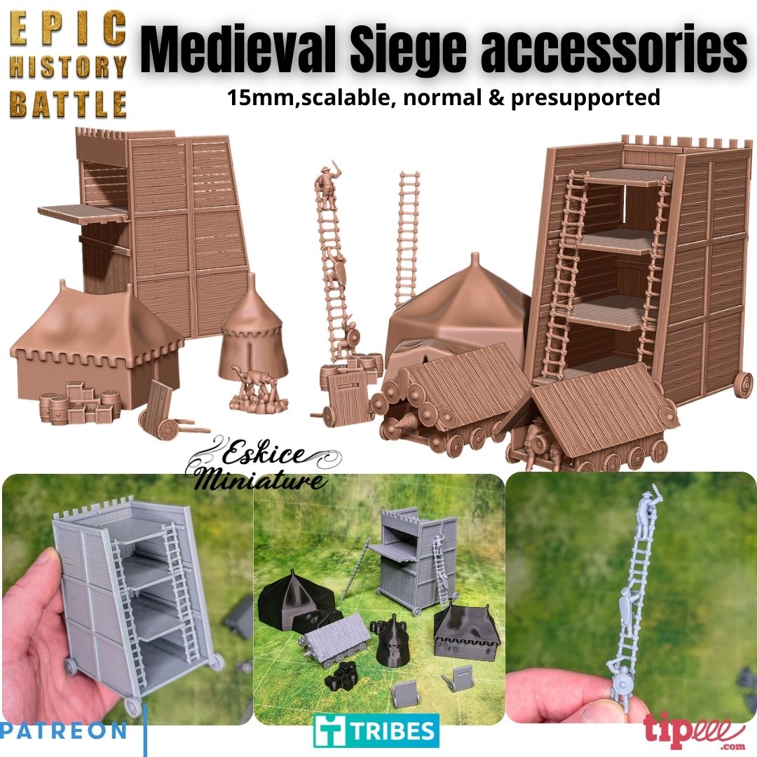 Medieval siege accessories pack - 15mm for EHB